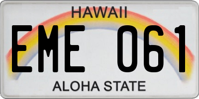 HI license plate EME061
