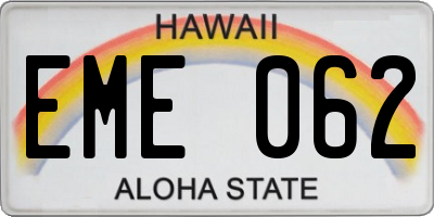 HI license plate EME062
