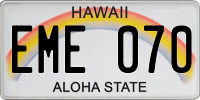 HI license plate EME070