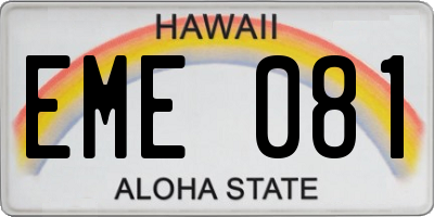 HI license plate EME081