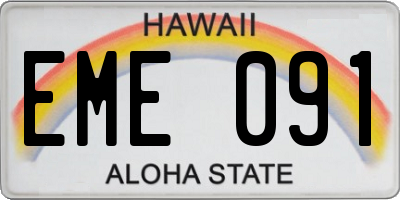 HI license plate EME091
