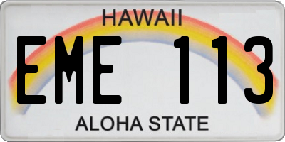 HI license plate EME113