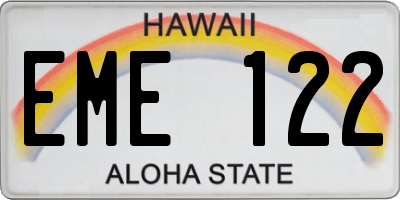 HI license plate EME122