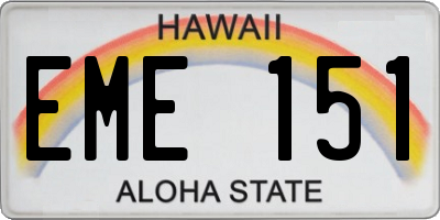HI license plate EME151
