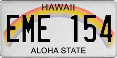 HI license plate EME154