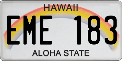 HI license plate EME183