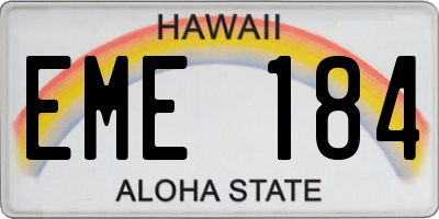 HI license plate EME184