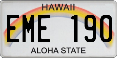 HI license plate EME190