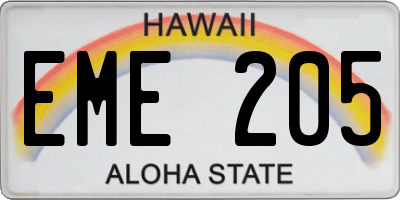 HI license plate EME205