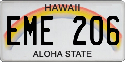 HI license plate EME206