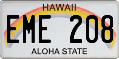 HI license plate EME208
