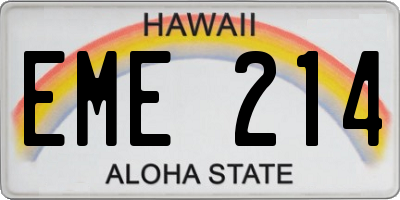 HI license plate EME214
