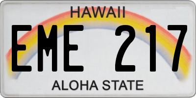 HI license plate EME217