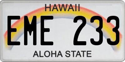 HI license plate EME233