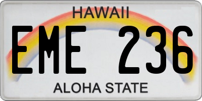 HI license plate EME236