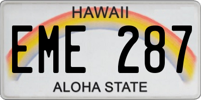 HI license plate EME287