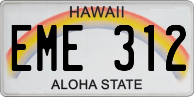 HI license plate EME312