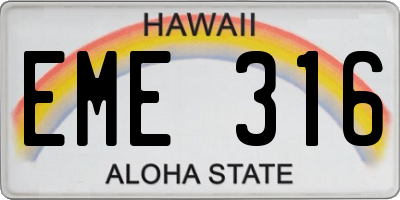 HI license plate EME316