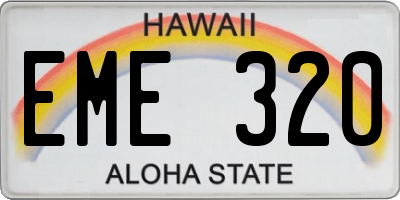 HI license plate EME320