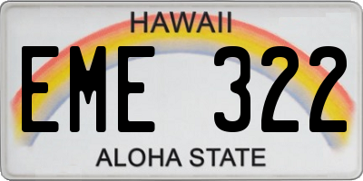 HI license plate EME322