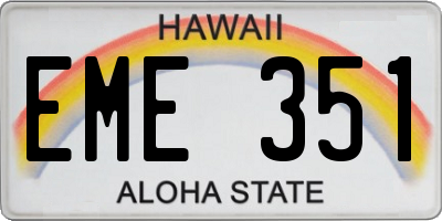 HI license plate EME351