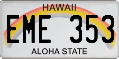 HI license plate EME353
