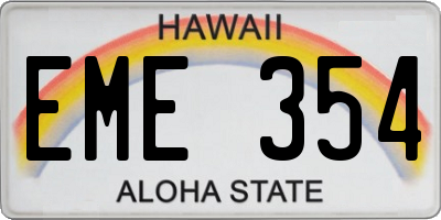 HI license plate EME354