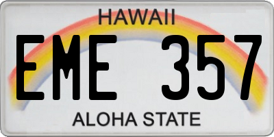 HI license plate EME357