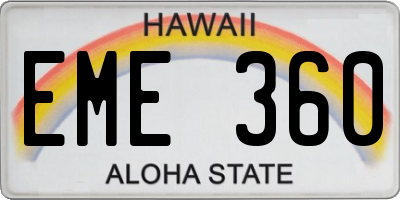 HI license plate EME360
