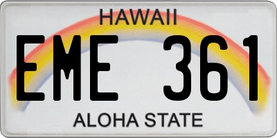 HI license plate EME361