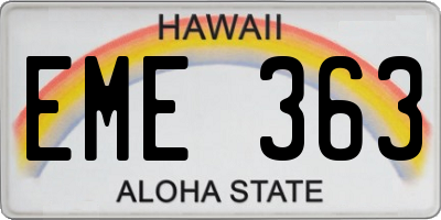 HI license plate EME363