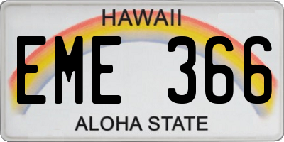 HI license plate EME366