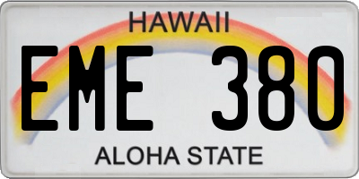 HI license plate EME380