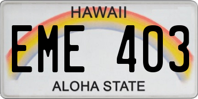 HI license plate EME403