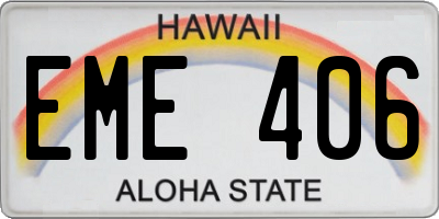 HI license plate EME406