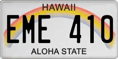 HI license plate EME410