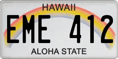 HI license plate EME412