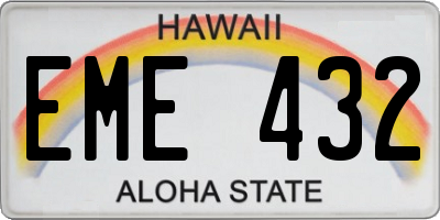 HI license plate EME432