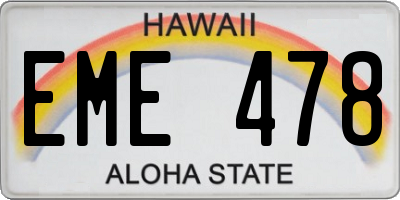 HI license plate EME478