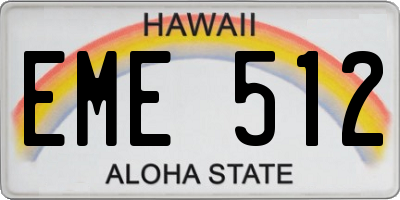 HI license plate EME512