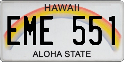 HI license plate EME551