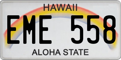 HI license plate EME558