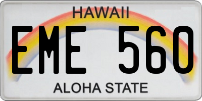 HI license plate EME560
