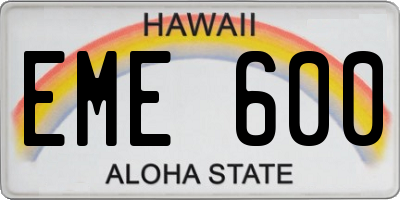 HI license plate EME600