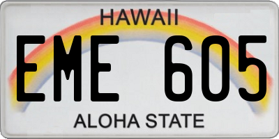 HI license plate EME605
