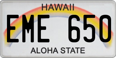 HI license plate EME650