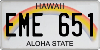 HI license plate EME651