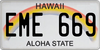 HI license plate EME669