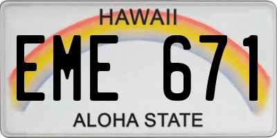 HI license plate EME671