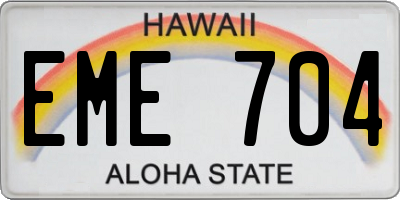 HI license plate EME704